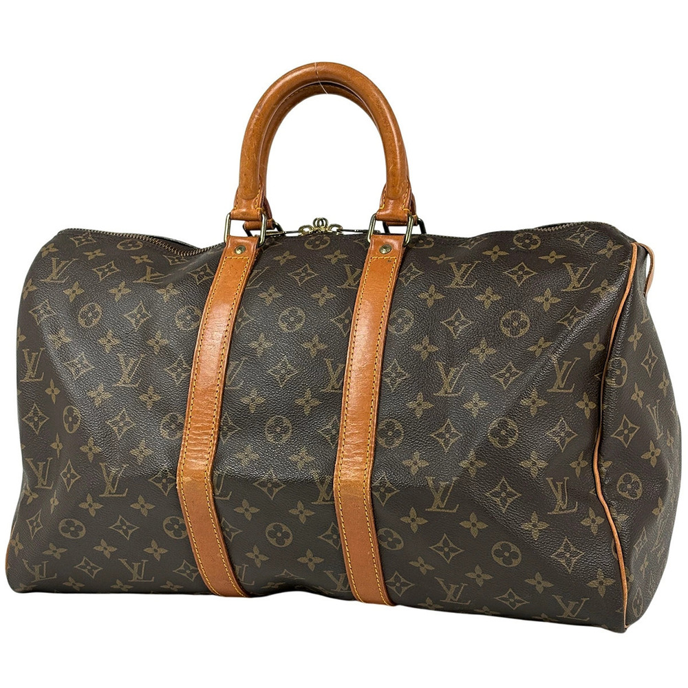 Louis Vuitton Keepall Handbag Boston Bag Monogram Brown